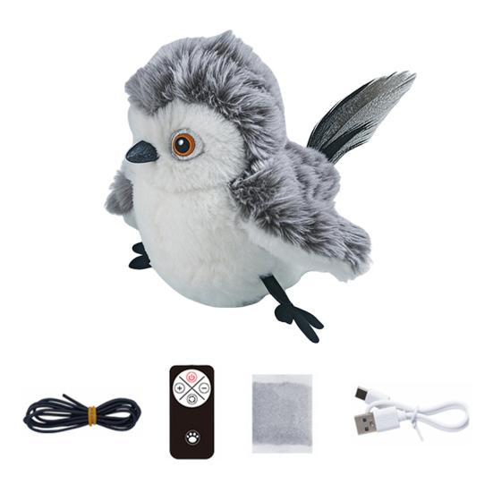 Flapping Bird Cat Toy Interactive Chirping Bird Catnip Toy with Lifelike Sound Touch Activated Rechargeable Bird Cat Kicker Toy for Indoor Cats