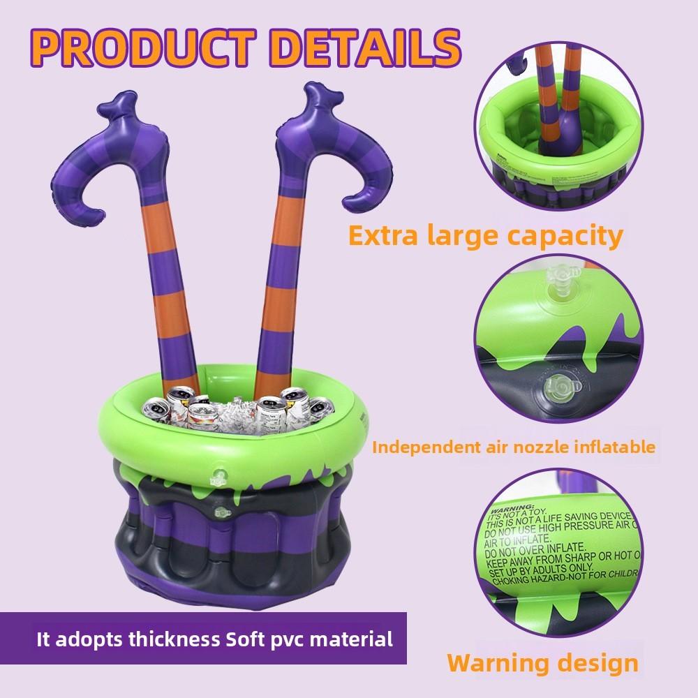 Inflatable Witch Pvc Ice Bucket For Halloween With Cold Drink Toy Dispenser