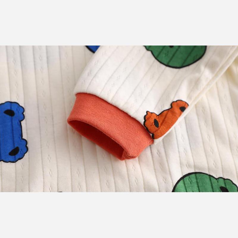 Детские хлопковые пижамные комплекты для мальчиков и девочек с героями мультфильмов, повседневное милое нижнее белье с длинными рукавами, топы и штаны, теплая осенняя одежда для сна