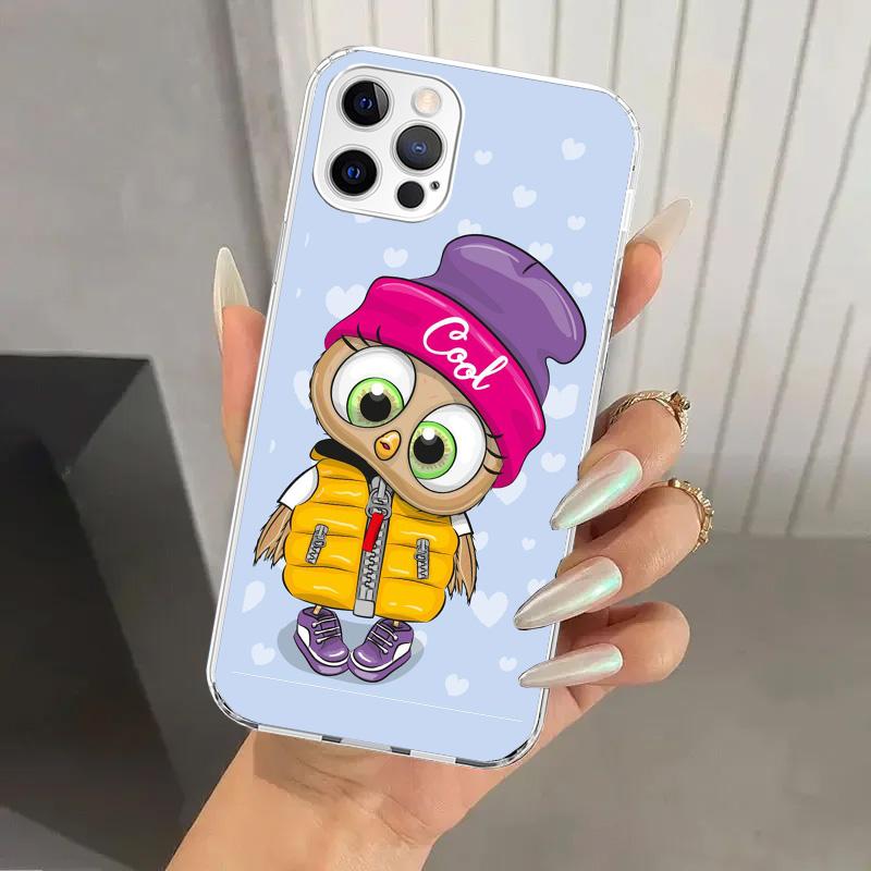 Мультяшная Милая Сова LoveLy Чехол для Телефона для Iphone 17 Air 16 15 Plus 14 13 Mini 12 11 Pro Max 16E 7 8 SE 2020 Мягкий Funda Печатный Корпус