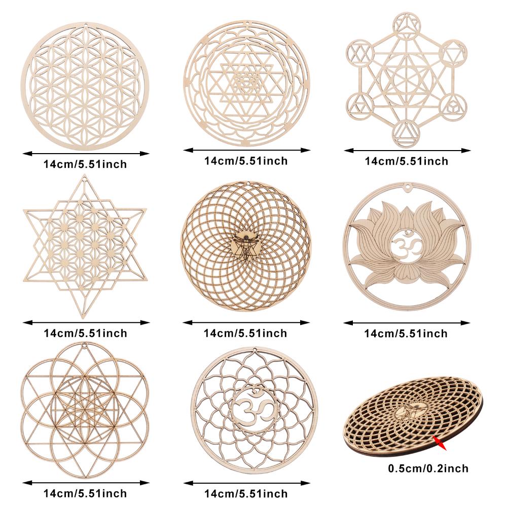 Настенный художественный домашний декор, деревянная основа, форма цветка жизни, деревянный настенный знак, энергетический коврик «Цветок жизни»