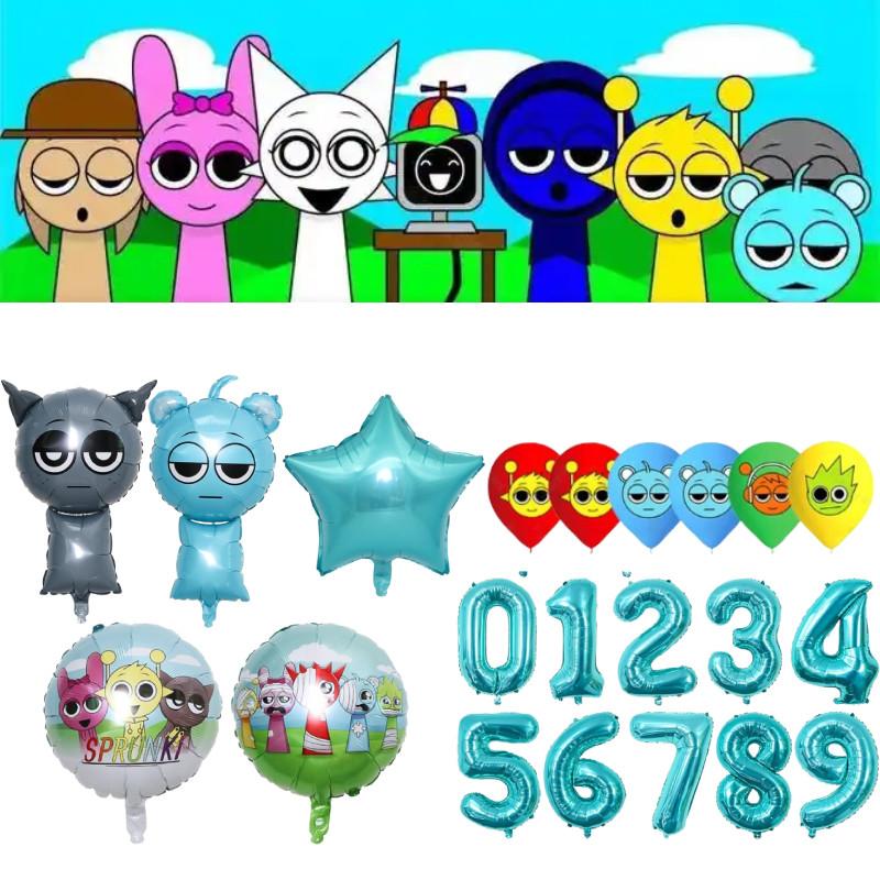 Шарики Sprunki для украшения дня рождения с мультяшными фигурками для детских мероприятий