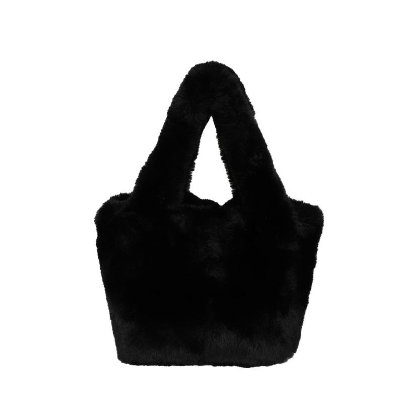 New Mao Mao Hand Bag Casual Solid Color Plush Girl Tote Bag Autumn and Winter Texture Handbag