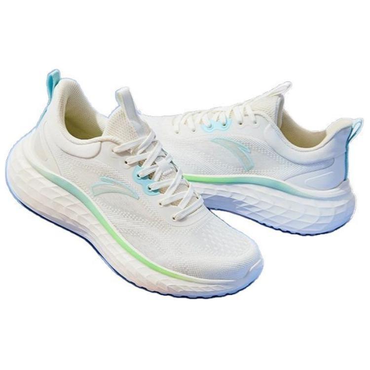 Anta Cushioning Abrasion Resistant Breathable Low top Running Shoes Women's Ivory White 922425510-1