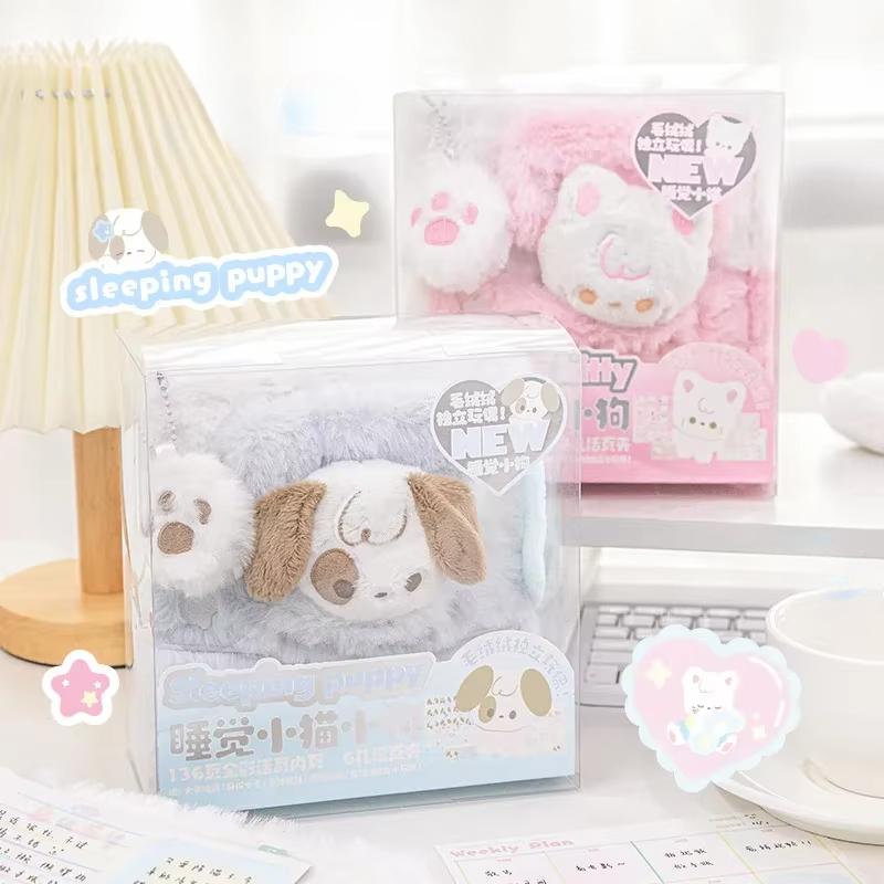 Cartoon Diary Girls' Notebook Cute High Beauty Plush Dog Loopbook with Hanging Stickers Notebook Student Stationery Gift Set
