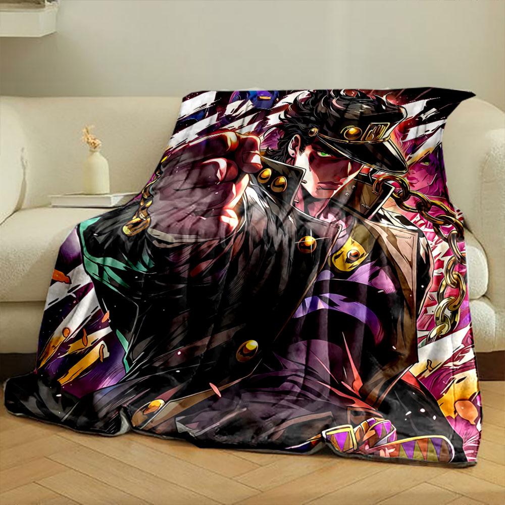 Dynamic anime-style figure with a bold pose and chain details. for all seasons blanket lunch break throw gift