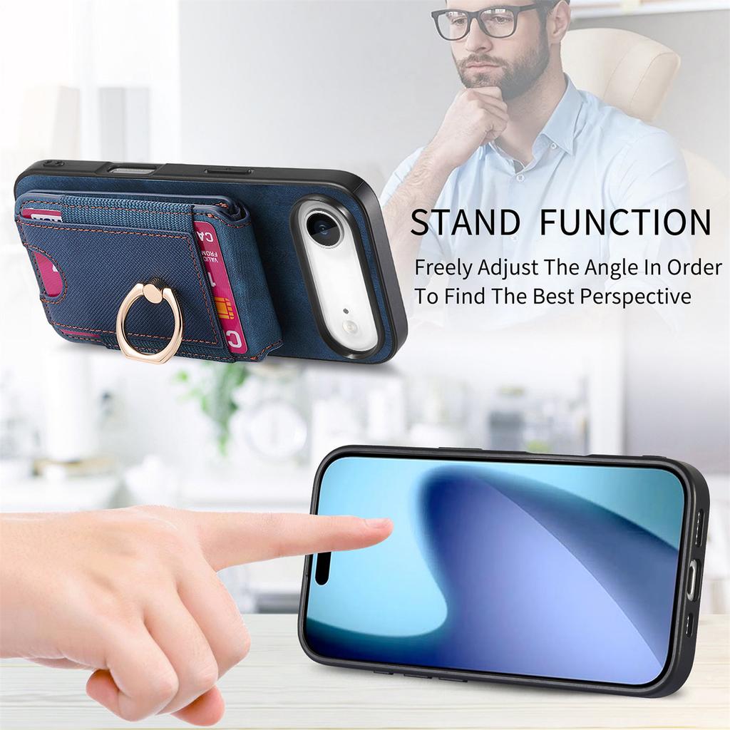 For iPhone Air Case Compatible with MagSafe Leather Back Cover with Detachable Card Holder Kickstand