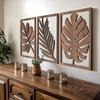 3Pcs Farmhouse Wooden Tropical Leaves Wall Sign Rustic Plant Wall Ornament  Indoor Home Decor