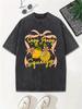 Easy Peasy Squeezy Lemons Flower Bow Cotton Washed TShirt Women Oversize Tops Casual ONeck Distressed T Shirt Summer Clothes