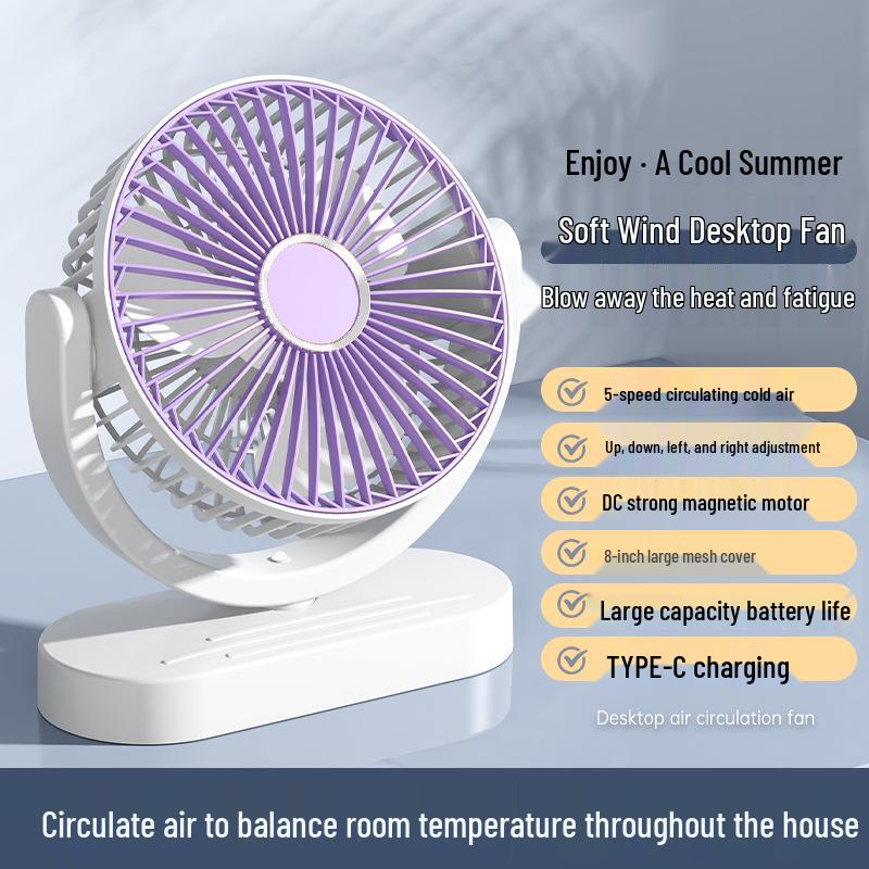 Dual-Head USB Rechargeable Night Light Fan for Air Circulation – Ideal for Outdoor, Dorm, or Office with Long Battery Life