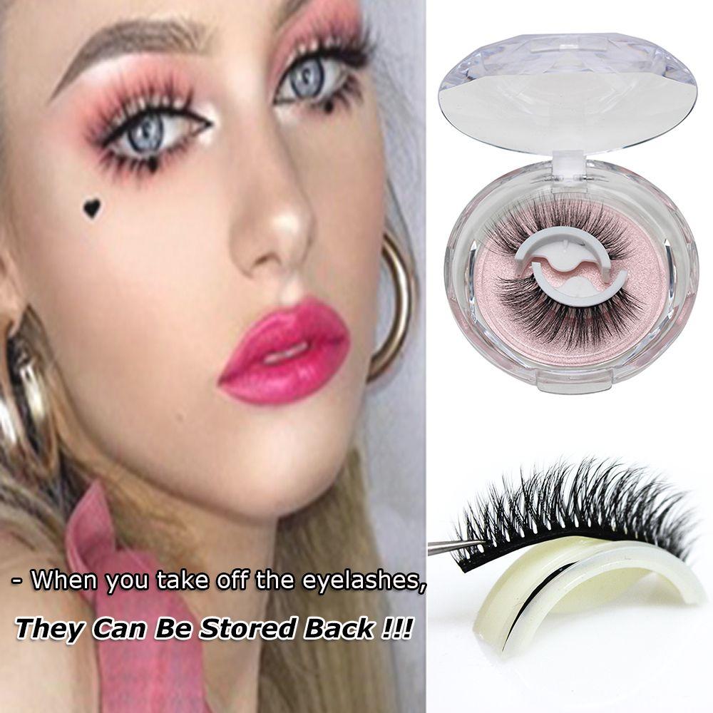 Fake Eyelashes No Glue Needed Thick Natural Curly Reusable 3D Mink Self-adhesive False Eyelashes