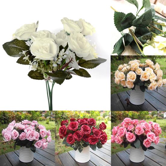 1 букет/12 головок искусственные розы шелковый цветок домашний декор свадебного букета