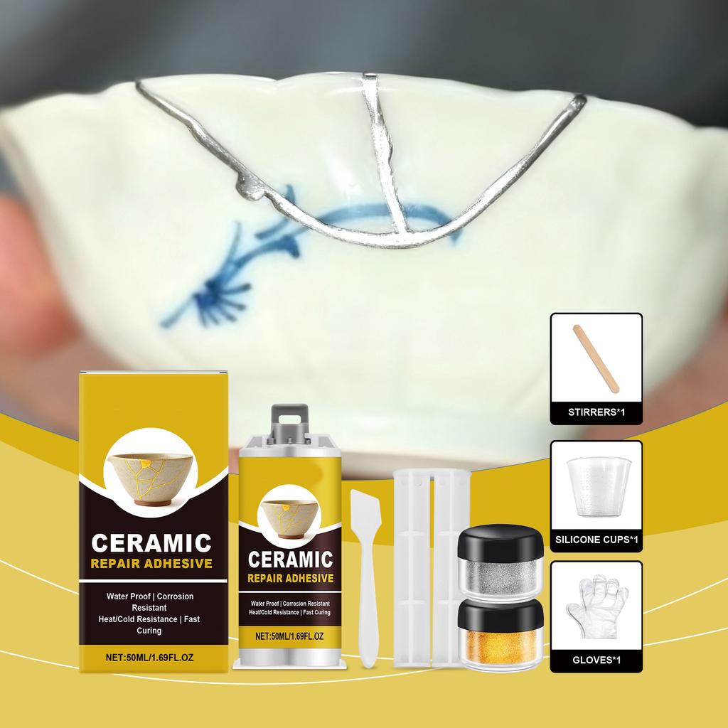 Керамический клей для глубокого склеивания трещин фарфора и стекла с художественной текстурой 50 мл