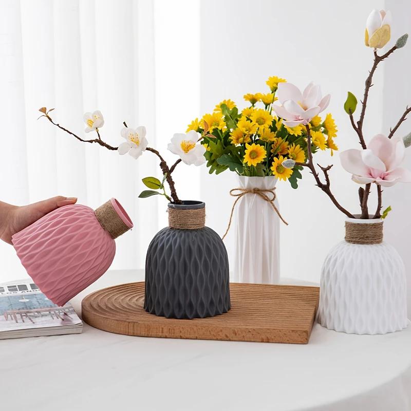 Nordic Modern Plastic Flower Vase Flower Pot Basket Arrangement 1 PC Home Living Room Payty Wedding Decoration Ornament