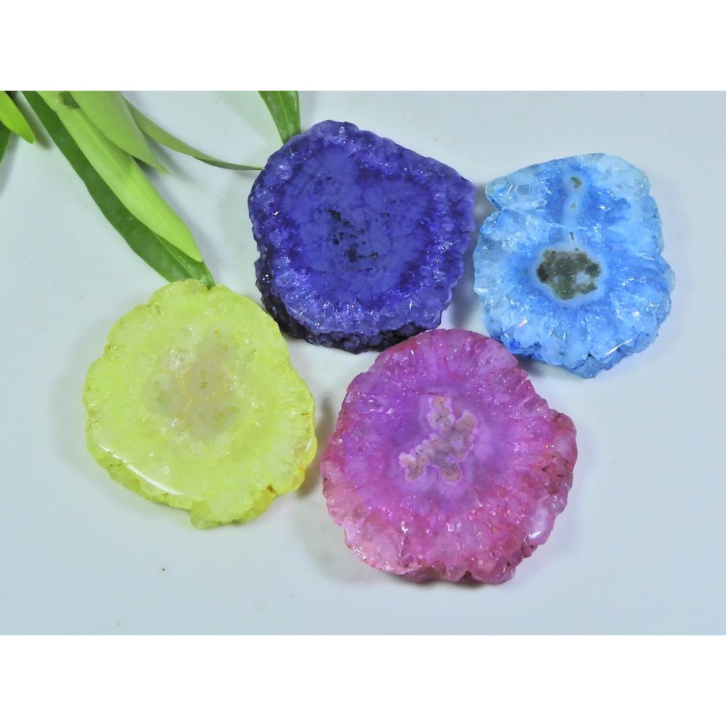 278Cts. Dyed Solar Durzy Agate 4Pcs Crystal Loose Gemstone Lot 31X35-32X32MM A-228