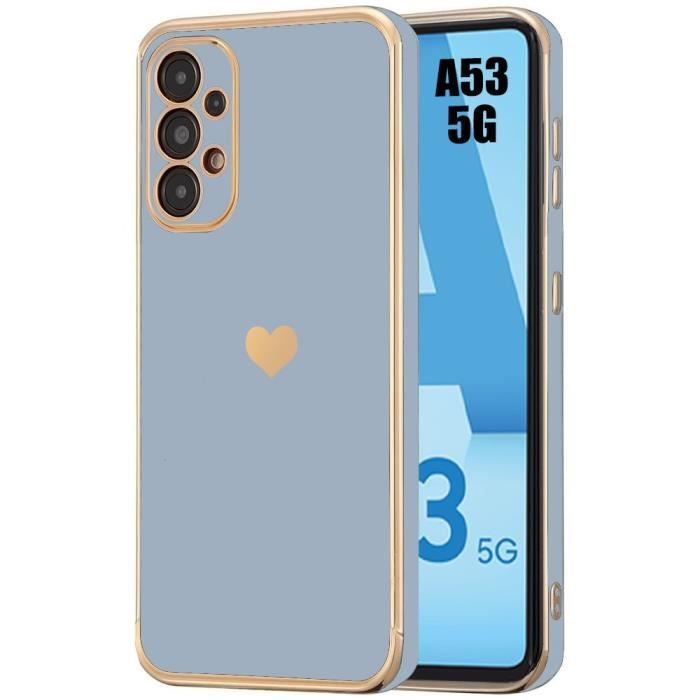 Coque - BOOLING - pour Samsung Galaxy A53 5G - Antichoc - Luxe - Motif Cœur Doré