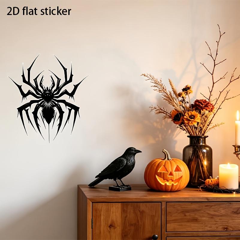 2D Flat Sticker 8-inch Simple and Cool Black Spider Tattoo Wind Wall Sticker, Vinyl Sticker Suitable for Walls, Glass, Doors and Windows,
