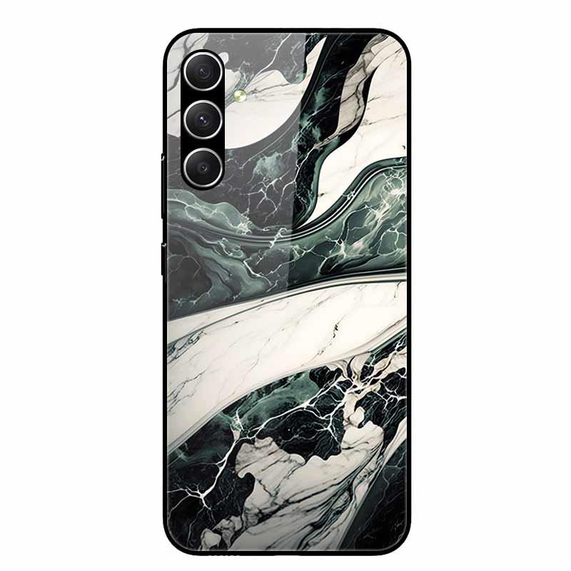 For Galaxy A16 4G 5G Case Flower Printed Tempered Glass Hard Shell Phone Cover for Samsung Galaxy A16 A 16 Bumper Case Shell New