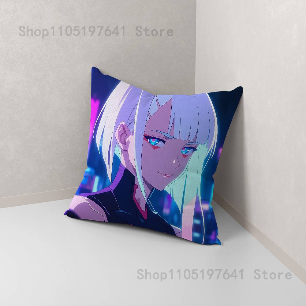 E-Edgerunners Game Cyberpunk (4) Pillow Case Plush Pillow Cases Home Decoration Pillow Cover for Sofa Bed Chair Living Room