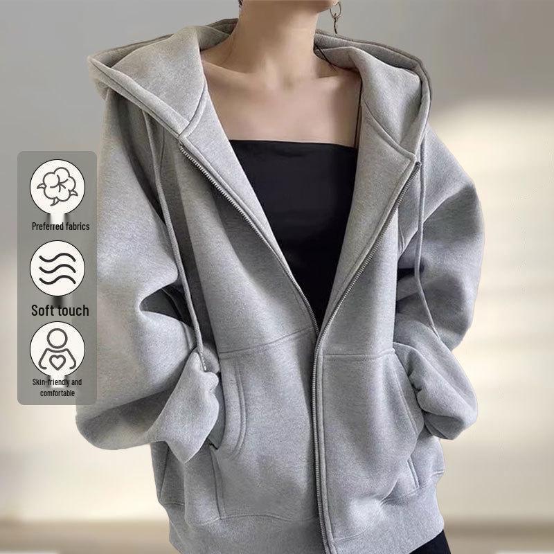 Женское красное худи в стиле ретро 2024 года - Популярный свободный крой для весны и осени