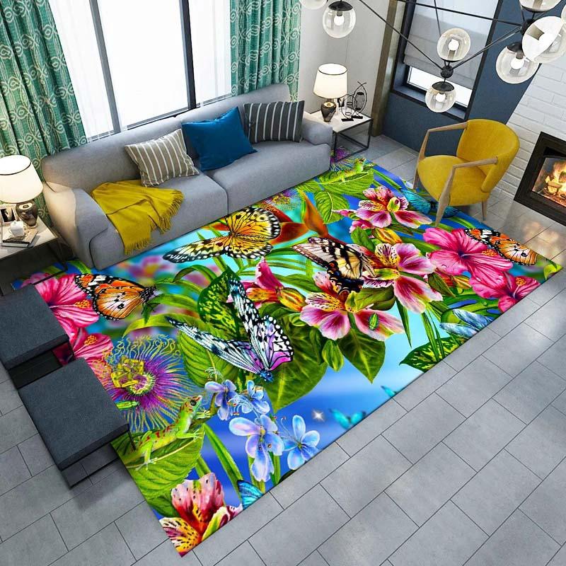 Gorgeous Butterfly Design ECO Friendly Material Carpet for Living Room Bedroom Bedside Rug Floor Mat Hallway Non-Slip Rug