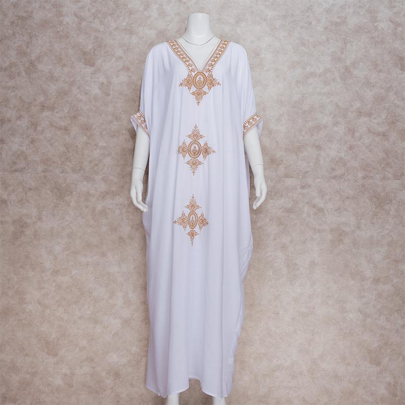 2022 элегантное золотое вышитое кафтан в стиле ретро с v-образным вырезом белое платье больших размеров женская одежда летняя пляжная одежда купальный костюм накидка