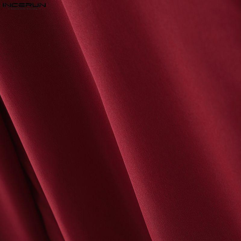 INCERUN Мужские топы с длинным рукавом, на молнии спереди, однотонные, повседневные, свободного кроя, удлиненные туники