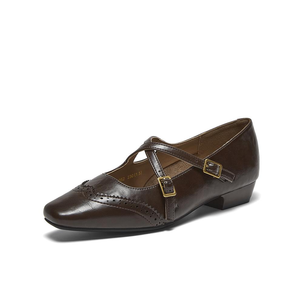 Bestu 26 Autumn Mary Jane Shoes Simple Retro Commuter Coarse Heel Women's Single Shoes F5052CQ6