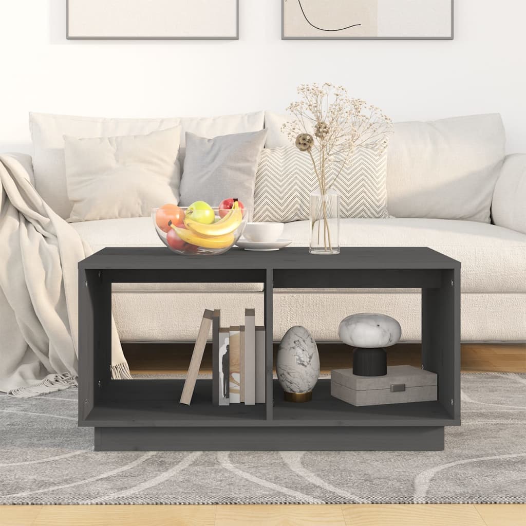Vidaxl Stolik Kawowy, Szary, 80X50X40 Cm, Lite Drewno Sosnowe