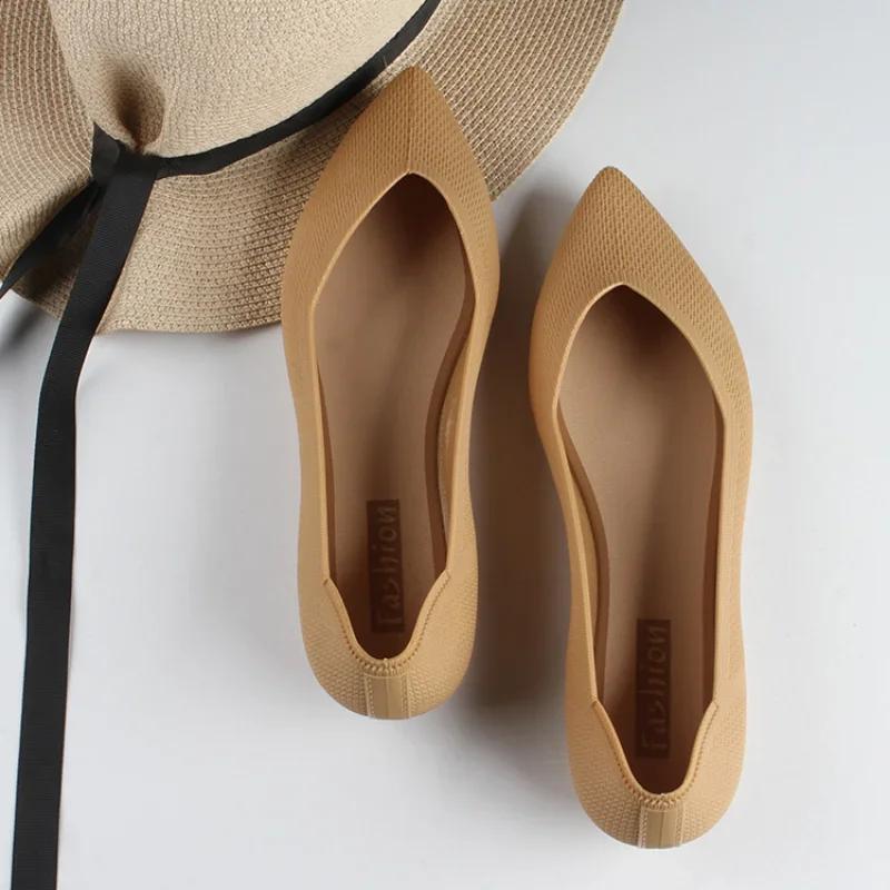 2024 Остроносые сандалии Мода Плоская Подошва Твердые Повседневные Небольшие Одиночные Туфли Женские Дизайнерские Туфли Zapatos Diseñador