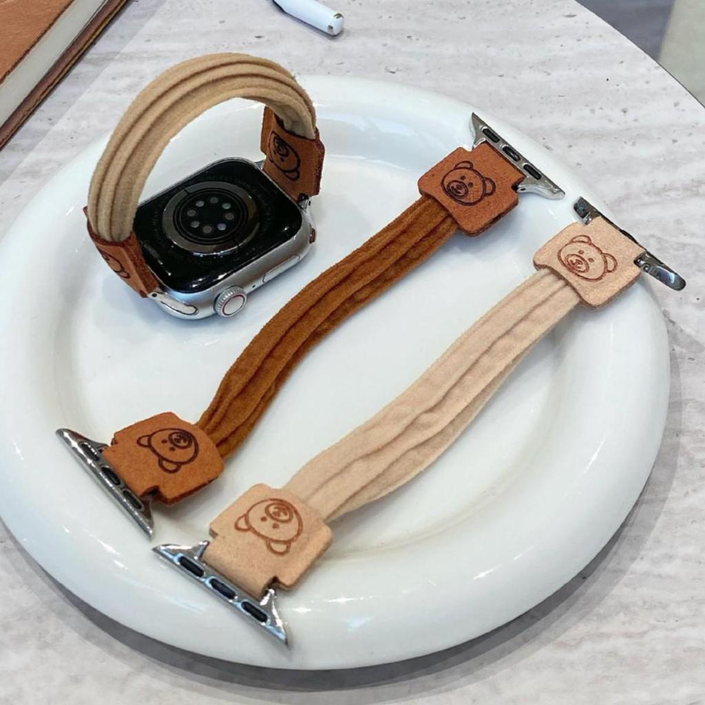 Совместимый ремешок для Apple Watch S10, Ultra, iWatch 9876 поколений и SE - Дизайн «Маленький медвежонок», стиль резинки для волос.