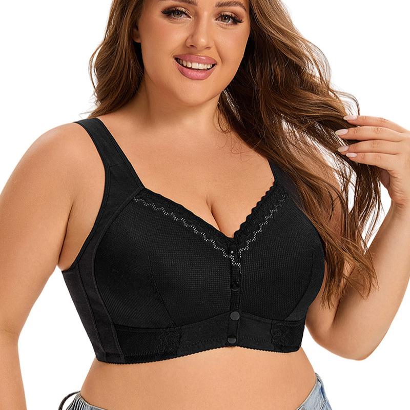 Тонкая чашка спереди с пуговицами для среднего и пожилого возраста нижнее белье женское кружево без стального кольца жилет стиль бюстгальтер больших размеров