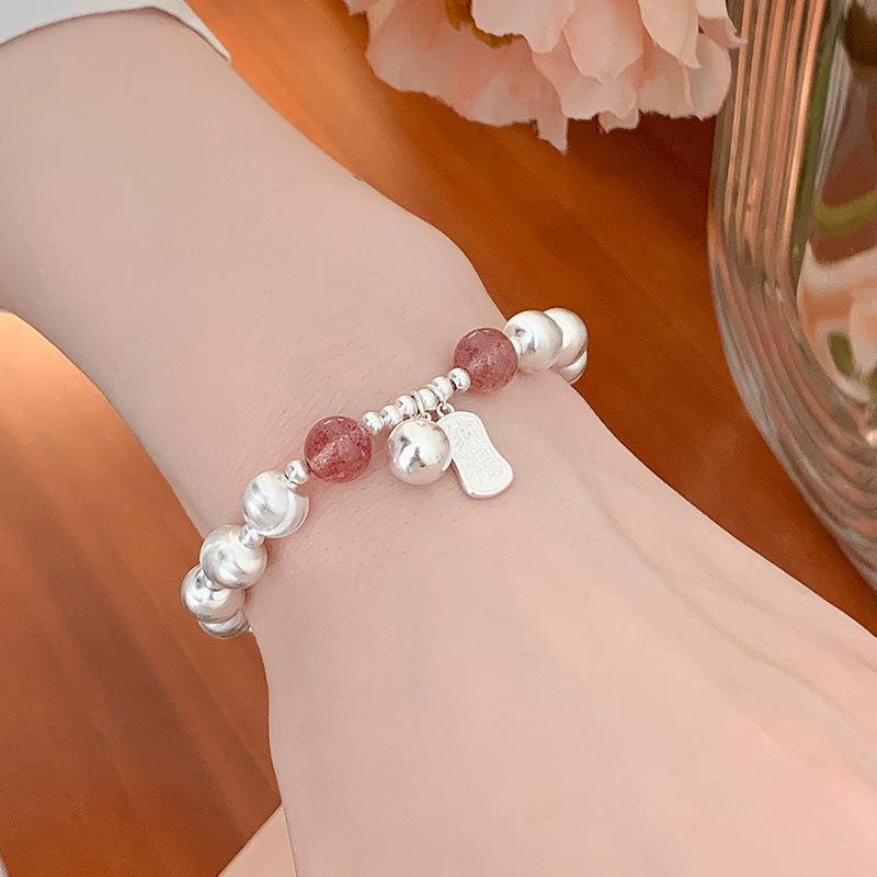 Браслет Banyan Tree S925 Silver Fortune с кошачьим глазом и клубничным кристаллом для женщин