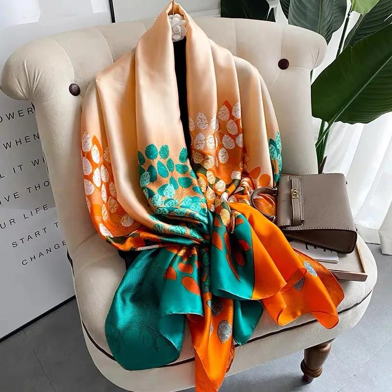 Spring Scarf Women's Luxury Design Polyester Material Smooth Scarf Soft Shawl Beach