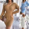 Autumn and Winter Fashion Waist-cinching, Twisted Figure-hugging Dresses, Woolen Dresses and Women's Clothing