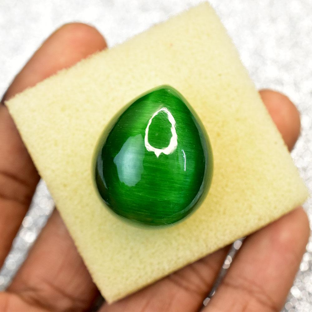 100 ct Pear Cabochon Cut Green Natural Cat'S Eye Loose Gemstone for Jewelry Making and Crafts