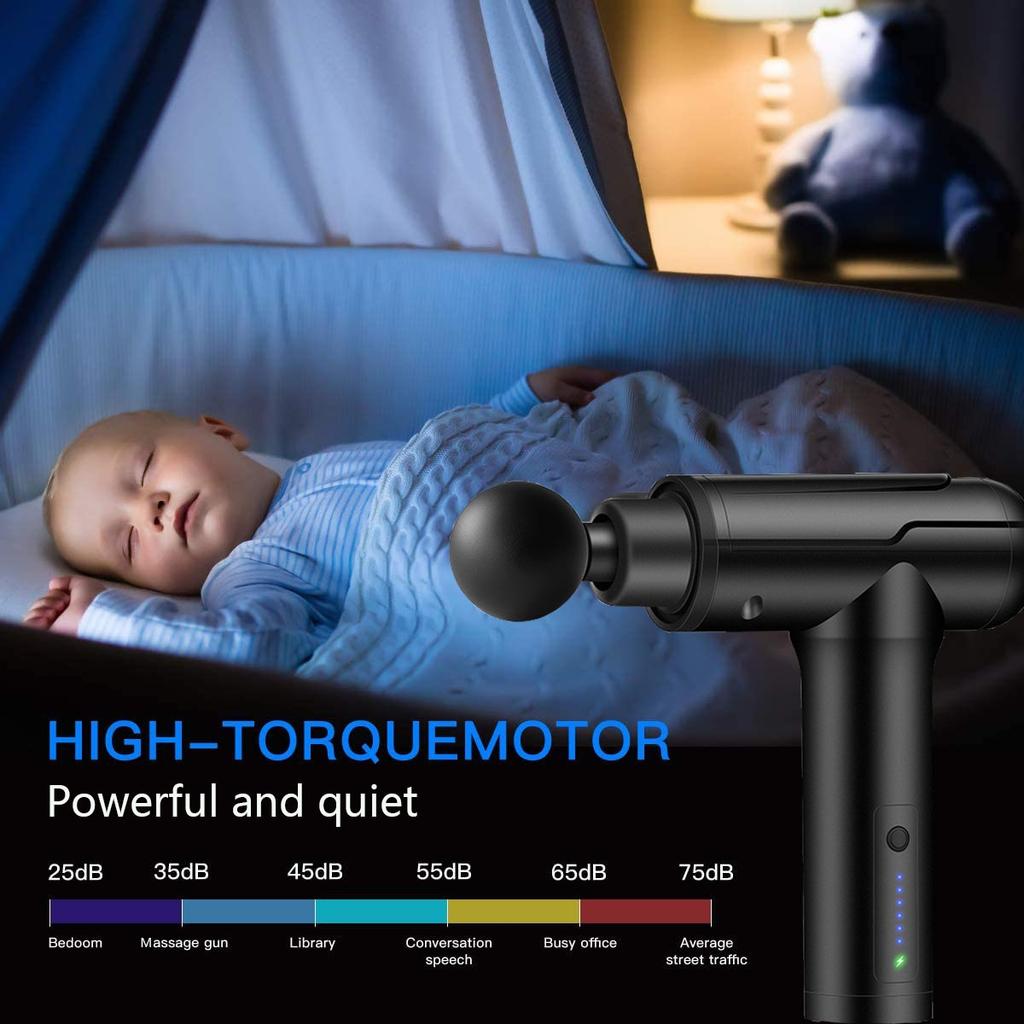 Модернизированный массажный пистолет для массажа глубоких мышц с 6 массажными головками