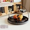 Ручка Металлические Подносы для Хранения Классическая Рельефная Печать Округлость Эллипс Тарелка Вкусная Еда Десерт Фотография Декоративный Реквизит