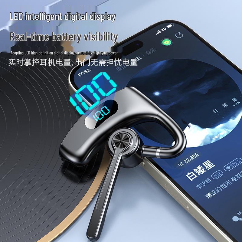 Bluetooth-гарнитура V600 с зажимом, односторонняя, с цифровым дисплеем и двойным микрофоном, для спорта и деловых звонков