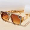 New Fashion Rhinestone Square Sunglasses Women Oversize Diamond Sun Glasses Female Vintage Goggles Ladies Gradient Glasses