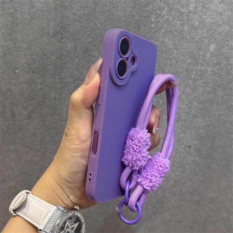 Фланелевый - Чехол для телефона на подкладке со шнурком для iPhone 17 Air 16 15 14 Plus 13 12 11 Pro Max Милый Простой Мягкий Чехол