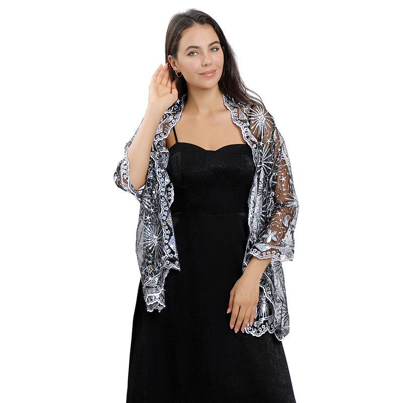 Звезда Луна расшитая блестками сценическая вечеринка женская шаль с вышивкой ужин шаль шаль платье