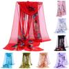 New Trendy Elegant Silk Scarves Women's Butterfly Flower Print Long Chiffon Scarf Soft Wrap Lady Shawl Fashion Accessories