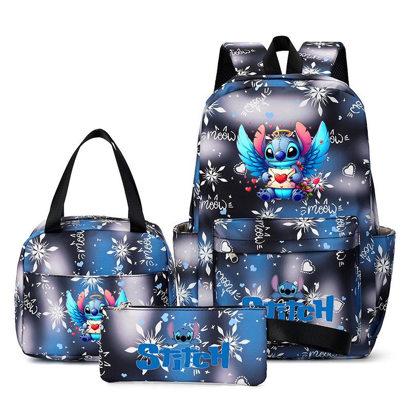 Рюкзак из трех частей Stitch для студентов (мужчин и женщин), Рюкзак с мультяшным принтом для кампуса, Большая вместительная сумка для путешествий и активного отдыха