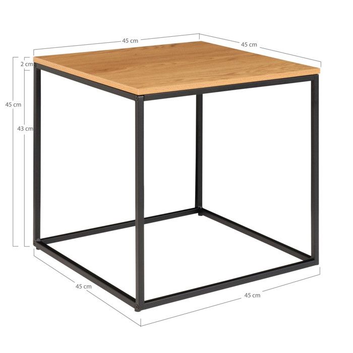 House Nordic Avery Side Table Oak and Black 442752