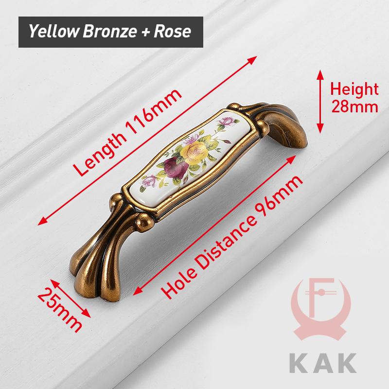 KAK Винтажные Бронзовые Керамические Ручки для Шкафов Ручки-Тяжки для Дверей Шкафов Европейский Стиль Кухонная Ручка Ручки для Ящиков Мебельная Ручка