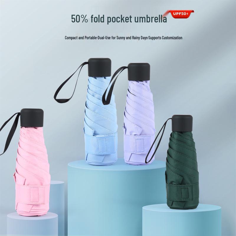 Компактный зонт двойного назначения с УФ-защитой от солнца и дождя, портативный складной солнцезащитный козырек с принтом