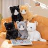 Realistic Plush Cats Doll Sitting Kitten Plushies Soft Stuffed Animal Doll Gift for Girls Boys Halloween Christmas Home Decoration