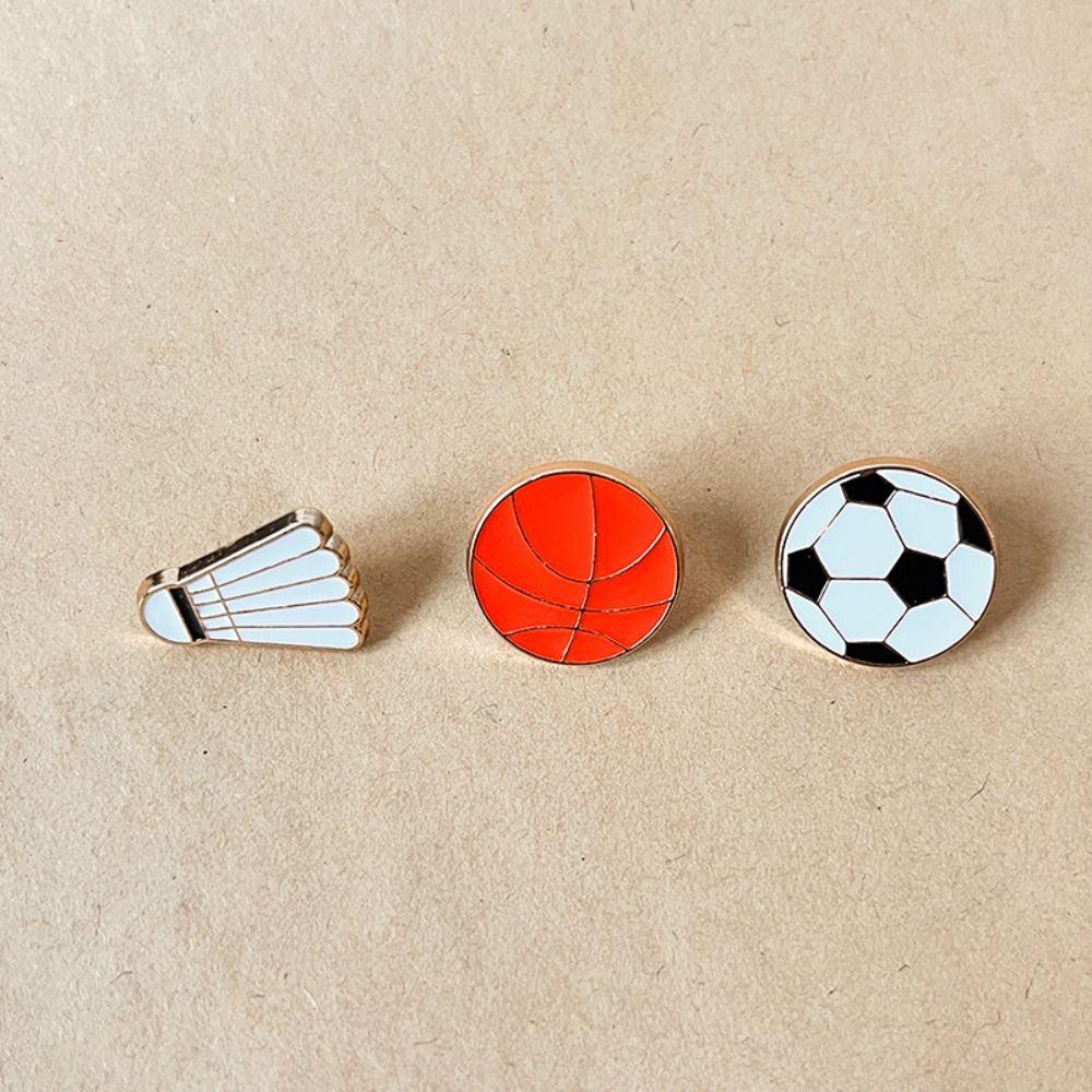 Basketball Dripping Oil Brooch Soccer Metal Badge Cute Sports Ball Enamel Pin Jewelry Gift