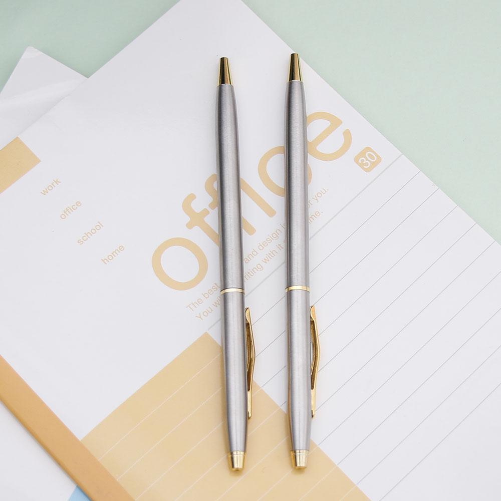 Простота, вращающаяся шариковая ручка из нержавеющей стали, синяя ручка, тонкий стержень, металлическая синяя шариковая ручка Biro, шариковая ручка Biro